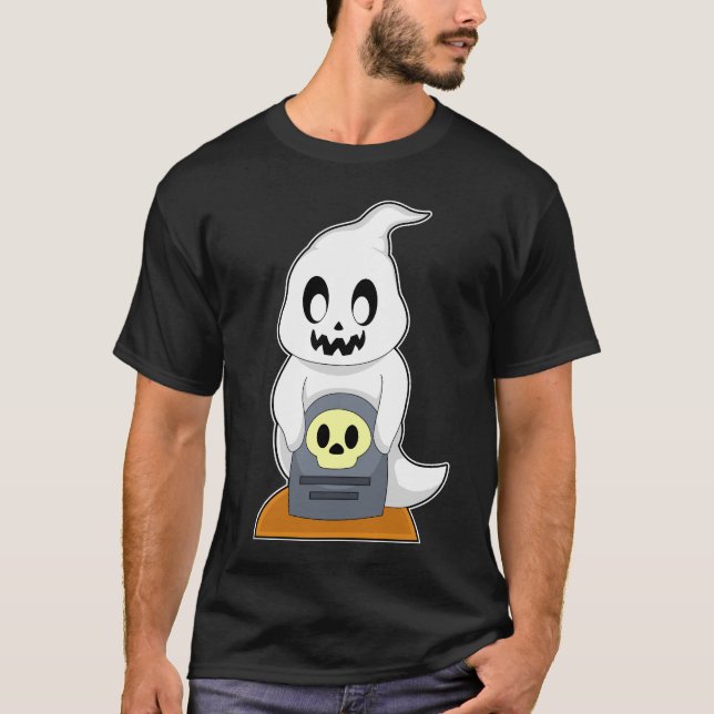 Ghost Halloween Grave T Shirt (Framsida)