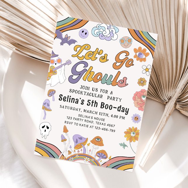 Ghost Halloween Groovy Birthday Låt oss Go Ghouls Inbjudningar (Skapare uppladdad)