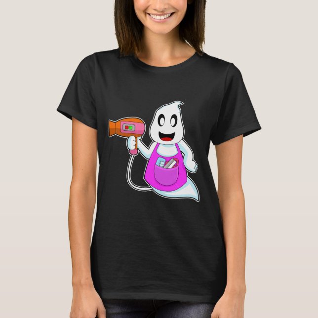 Ghost Halloween Hairdresser T Shirt (Framsida)
