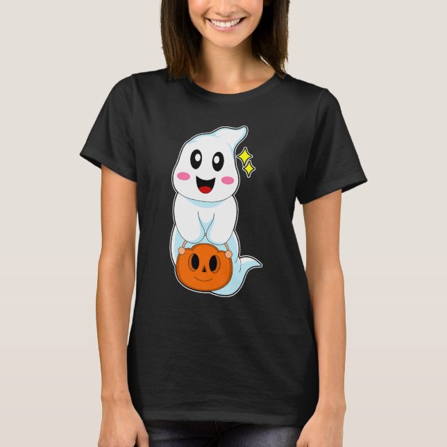 Ghost Halloween Handbag Pumpkin T Shirt (Framsida)