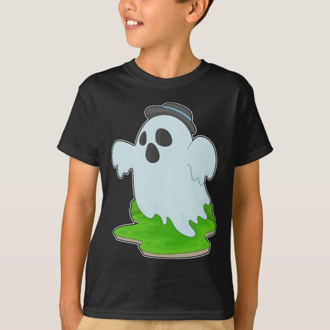 Ghost Halloween Hat T Shirt (Framsida)