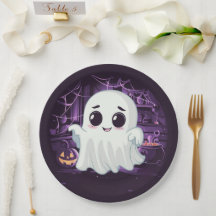 Ghost Halloween Illustration Papper Plate