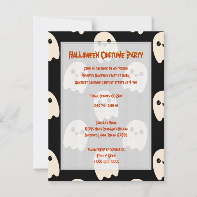 Ghost Halloween-inbjudan Inbjudningar (Framsida)