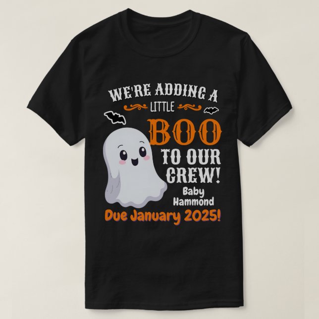 Ghost Halloween-meddelande om Gravid för Pappa T Shirt (Design framsida)