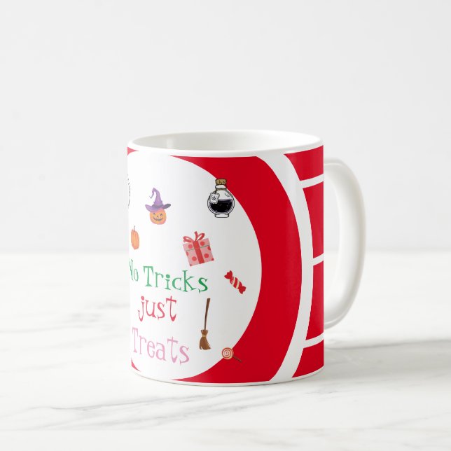 Ghost Halloween No Tricks Bara Treats pumpkin Kaffemugg (Framsida höger)