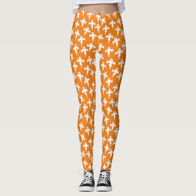 Ghost Halloween-Orange Leggings (Framsida)