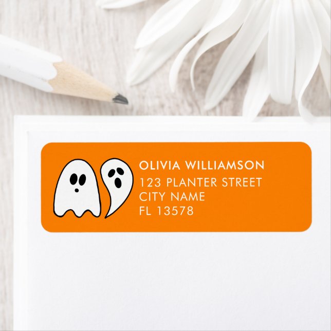 Ghost Halloween-orange Returadress Etikett (Insitu)
