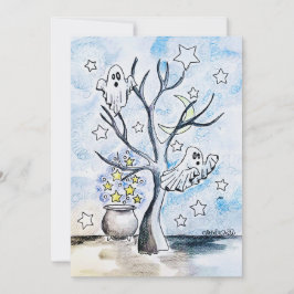 Ghost Halloween Print Julkort