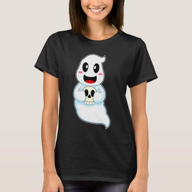 Ghost Halloween Skull T Shirt (Framsida)