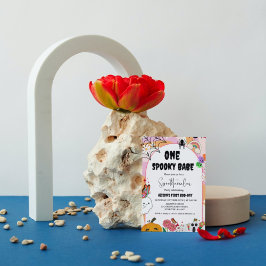 Ghost Halloween Spooky vibes Retro Groovy Birthday Inbjudningar