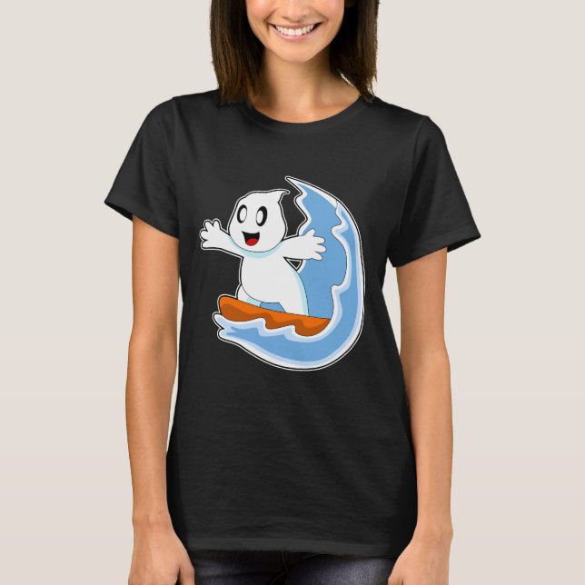 Ghost Halloween Surfer T Shirt (Framsida)
