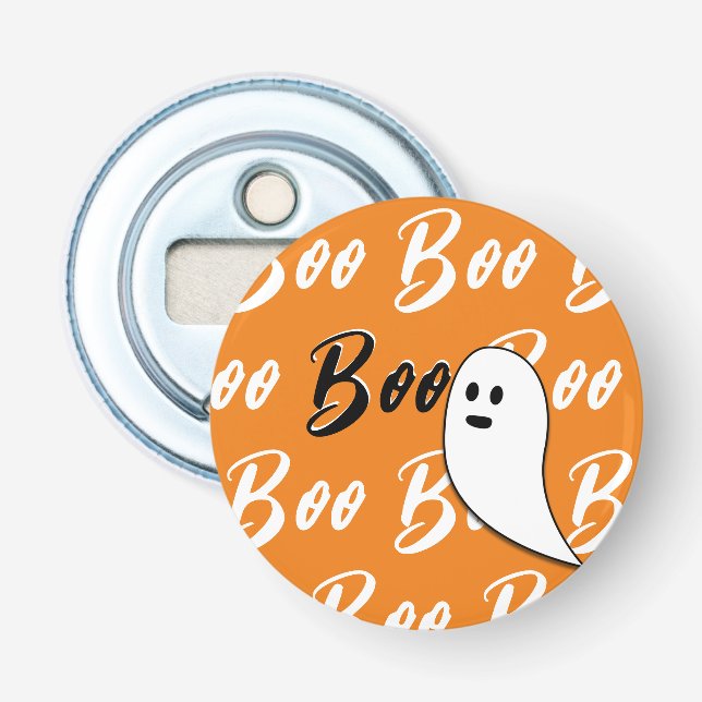 Ghost Halloween svart vit orange boo Flasköppnare (Framsidan)