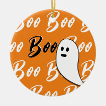 Ghost Halloween svart vit orange boo