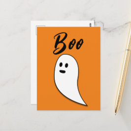 Ghost Halloween svart vit orange boo Vykort