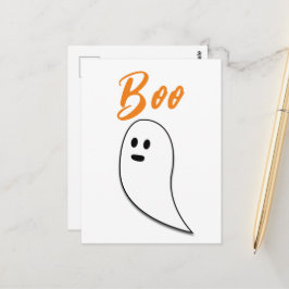 Ghost Halloween svart vit orange boo Vykort