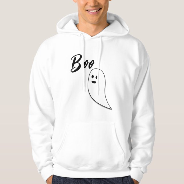 Ghost Halloween svartvit boo Hoodie (Framsida)