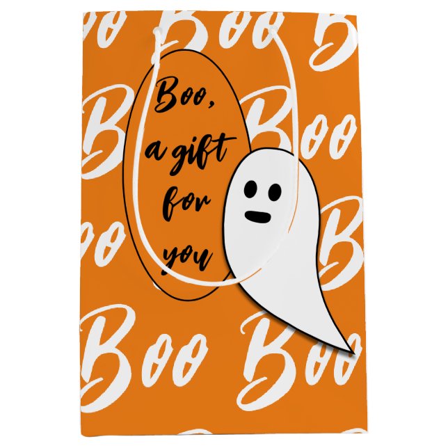 Ghost Halloween svartvit orange boo (Framsidan)