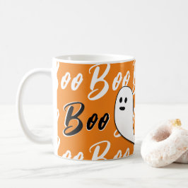 Ghost Halloween svartvit orange boo Kaffemugg