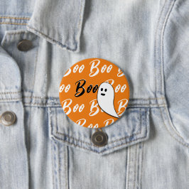 Ghost Halloween svartvit orange boo Knapp