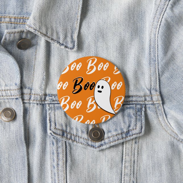 Ghost Halloween svartvit orange boo Knapp (In Situ)