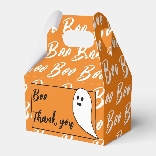 Ghost Halloween svartvit orange boo Tack Presentaskar (Framsidan Sidan)