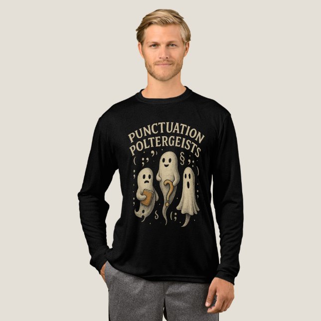 Ghost Halloween Teacher, Punktpoltergeists T Shirt (Hel framsida)