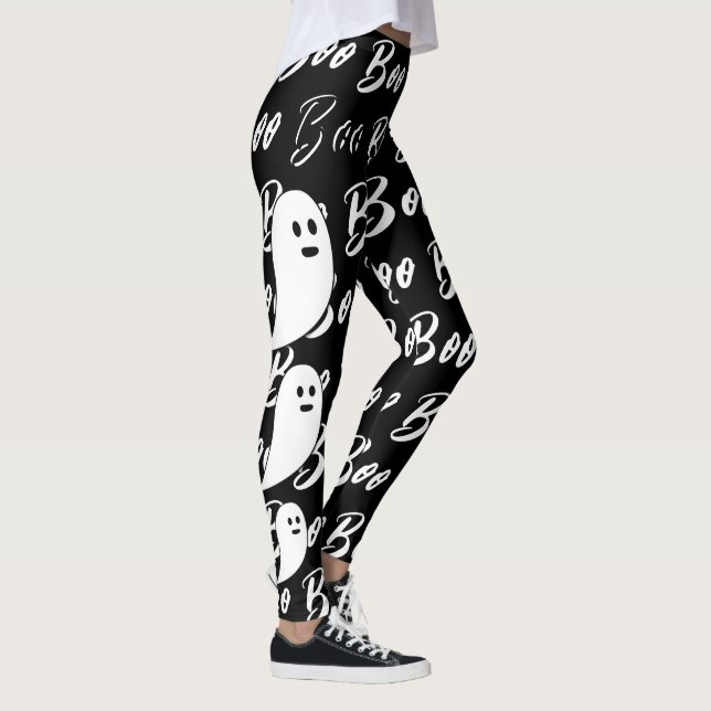 Ghost Halloween white black boo Leggings (Höger)