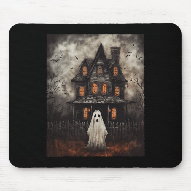 Ghost Haunted House Midnight Halloween Ghost Spook Musmatta (Framsidan)