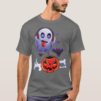 Ghost Hear Music Pumpkin Halloween Manar-barn T Shirt