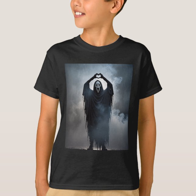 Ghost Heart Händer Scary Ansikte Horror Poster Hal T Shirt (Framsida)