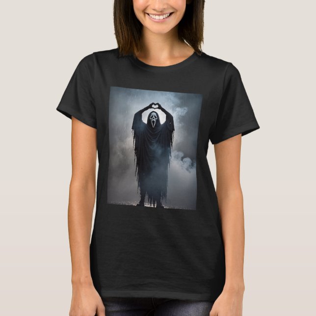 Ghost Heart Händer Scary Ansikte Horror Poster Hal T Shirt (Framsida)