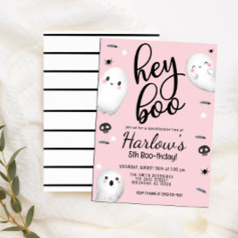 Ghost Hej Boo Pastel Rosa Halloween Birthday Inbjudningar