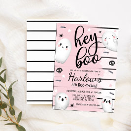 Ghost Hej Boo Pastel Rosa Halloween Birthday Inbjudningar
