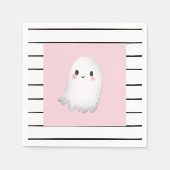 Ghost Hej Boo Pastel Rosa Halloween Birthday Pappersservett (Framsidan)