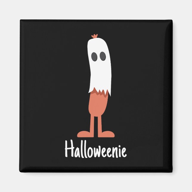 Ghost Hett Hund Halloweenie Costume Roligt Food Ha Magnet (Framsidan)