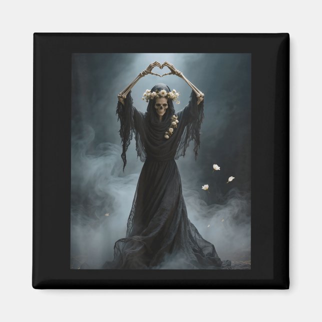 Ghost hjärta händer läskig skelett mors dag magnet (Framsidan)