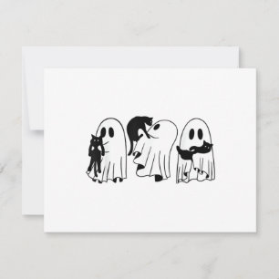Ghost Holding Black Cat Funny Halloween Cat Lovers