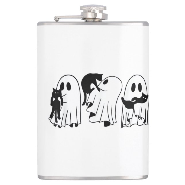Ghost Holding Black Cat Funny Halloween Cat Lovers Fickplunta (Framsidan)