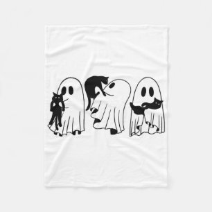 Ghost Holding Black Cat Funny Halloween Cat Lovers Fleecefilt