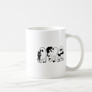 Ghost Holding Black Cat Funny Halloween Cat Lovers Kaffemugg