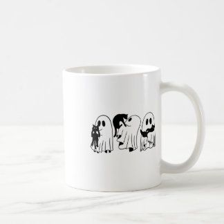 Ghost Holding Black Cat Funny Halloween Cat Lovers Kaffemugg