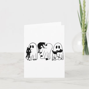 Ghost Holding Black Cat Funny Halloween Cat Lovers Kort