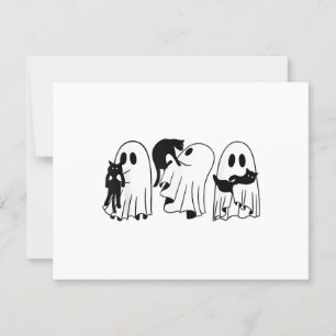 Ghost Holding Black Cat Funny Halloween Cat Lovers OSA Kort
