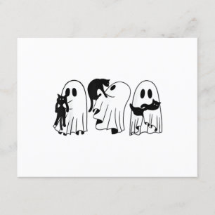 Ghost Holding Black Cat Funny Halloween Cat Lovers Tilläggskort