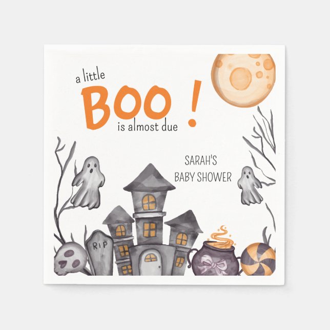 Ghost House Halloween Baby Shower Fall Theme Pappersservett (Framsidan)