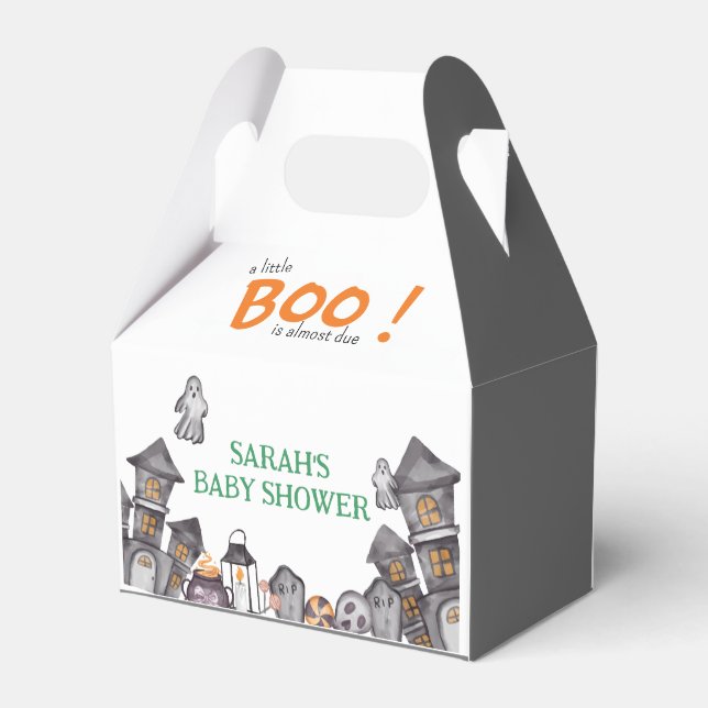 Ghost House Halloween Baby Shower Fall Theme Presentaskar (Baksidan Sidan)