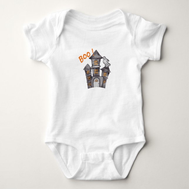 Ghost House Halloween Baby Shower T Shirt (Framsida)