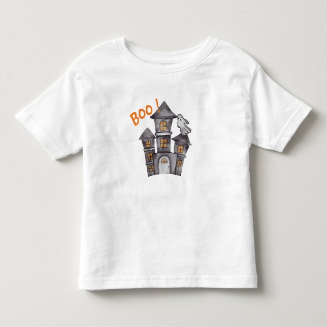 Ghost House Halloween Baby Shower T Shirt (Framsida)