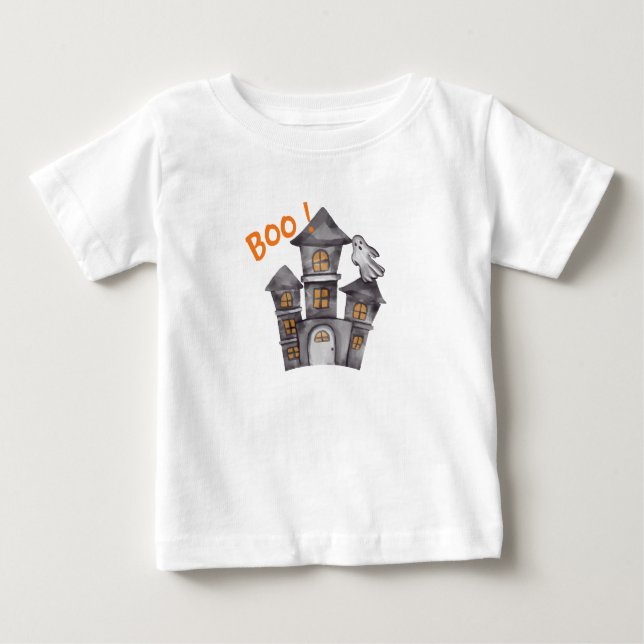 Ghost House Halloween Baby Shower T Shirt (Framsida)