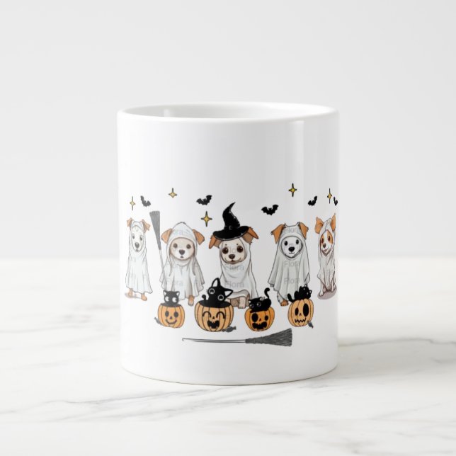 Ghost Hund Black Cat Pumpkin Halloween Jumbo Mugg (Framsidan)